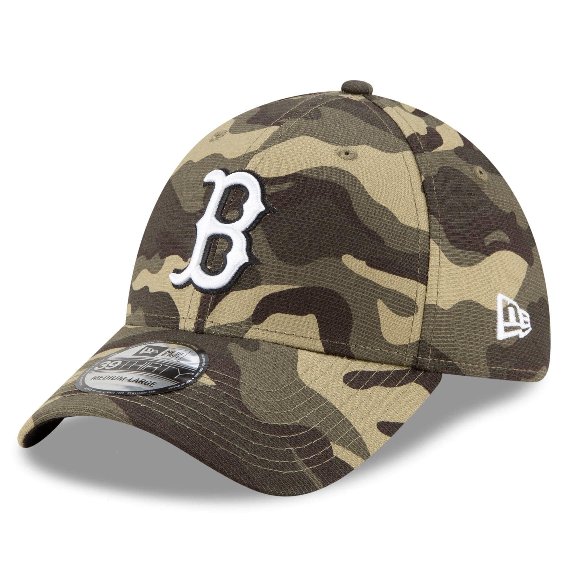 New Era Caps Boston Red Sox New Era MLB 2021 Armed Forces 39THIRTY Flex Fit Curve Hat - Camo