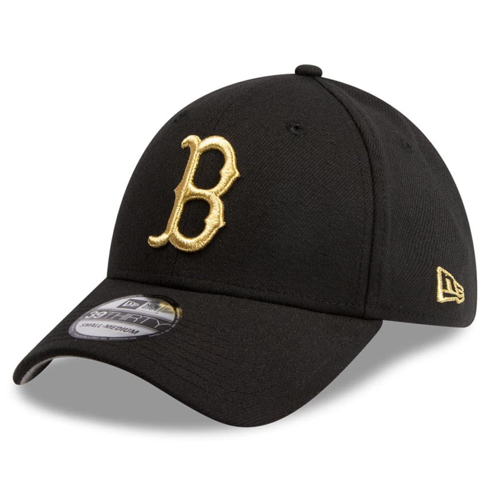 New Era Caps Boston Red Sox New Era MLB Gold Special 39THIRTY Curve Hat - Black