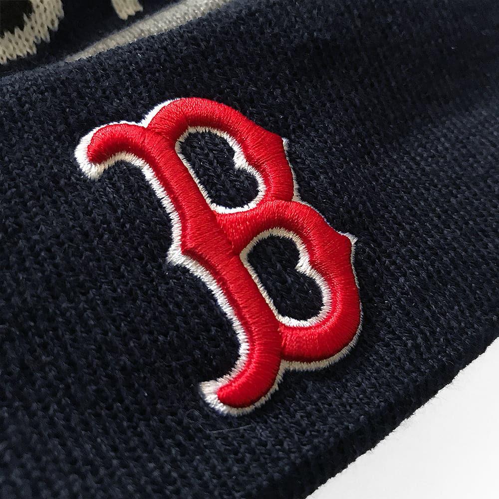 New Era Beanies Boston Red Sox New Era MLB Grey Stripe Knit Beanie - Navy