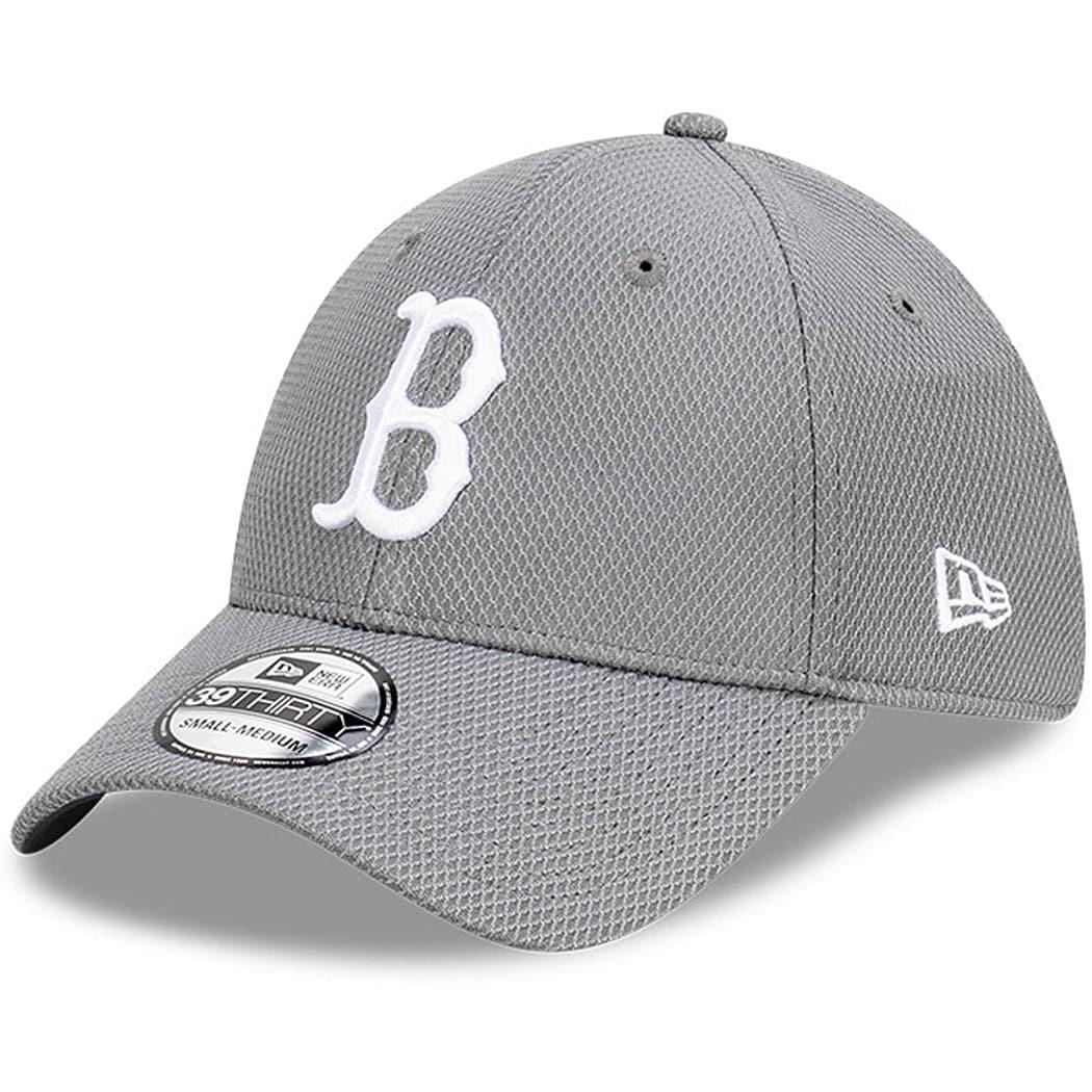 New Era Caps Boston Red Sox New Era MLB Team Storm Diamond Era 39THIRTY Flex Fiit Curve Hat - Grey