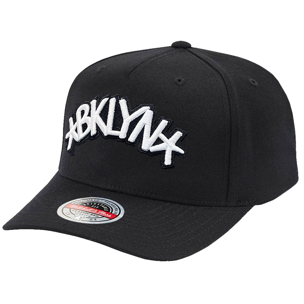 Mitchell And Ness Caps Brooklyn Nets Mitchell & Ness NBA Alt Logo Classic Red Snapback Hat - Black