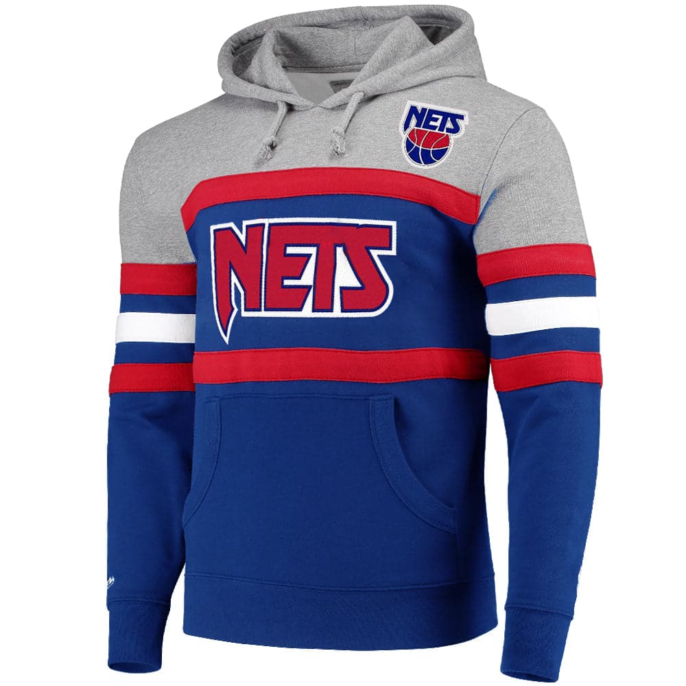 Mitchell And Ness Jumpers Brooklyn Nets Mitchell & Ness NBA Head Coach Premium Hoodie Jumper - Blue