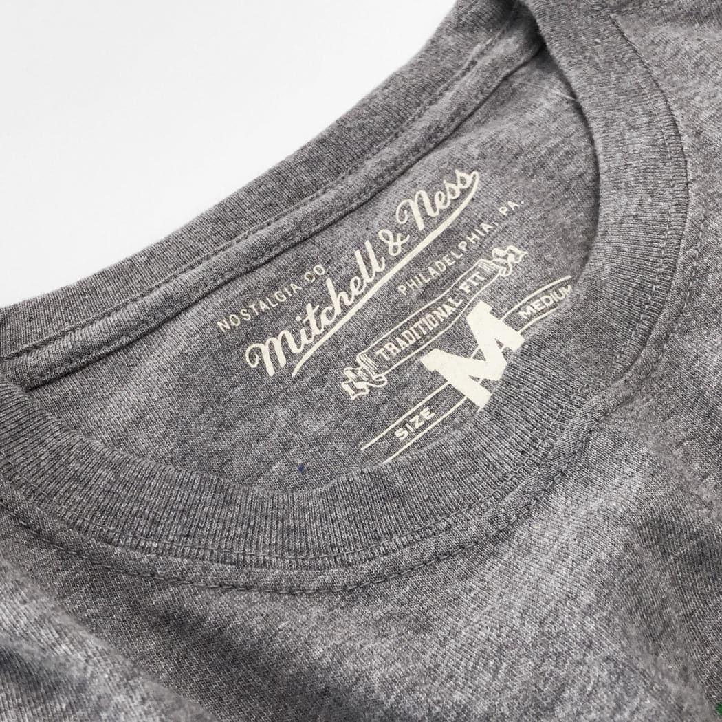 Mitchell And Ness T-Shirts Brooklyn Nets Mitchell & Ness NBA HWC Distressed Logo T-Shirt - Grey Marle