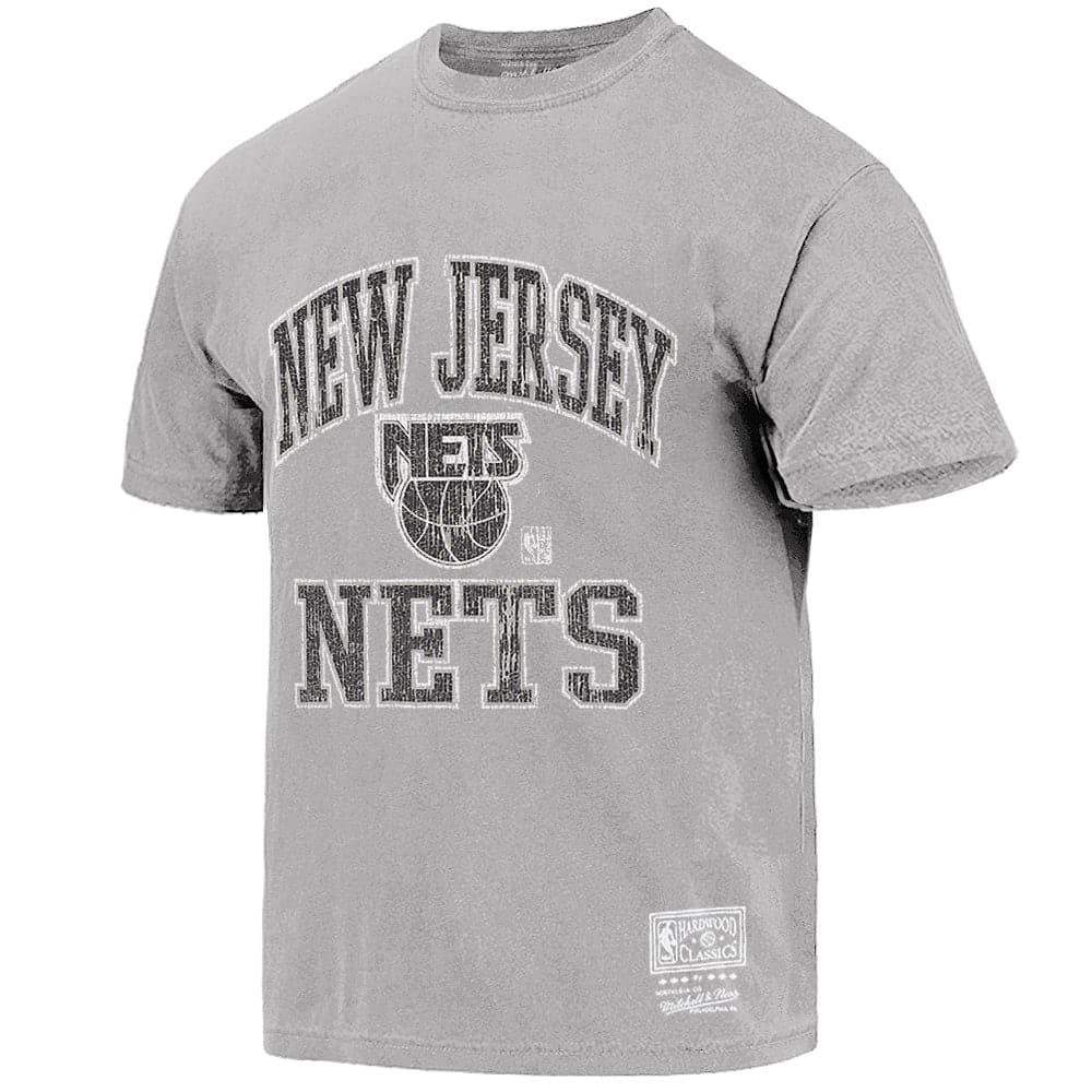 Mitchell And Ness T-Shirts Brooklyn Nets Mitchell & Ness NBA HWC Ivy Arch Vintage T-Shirt - Faded Fog Grey