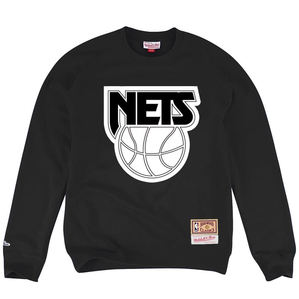 Mitchell And Ness Jumpers Brooklyn Nets Mitchell & Ness NBA HWC Logo Crew Jumper - Black