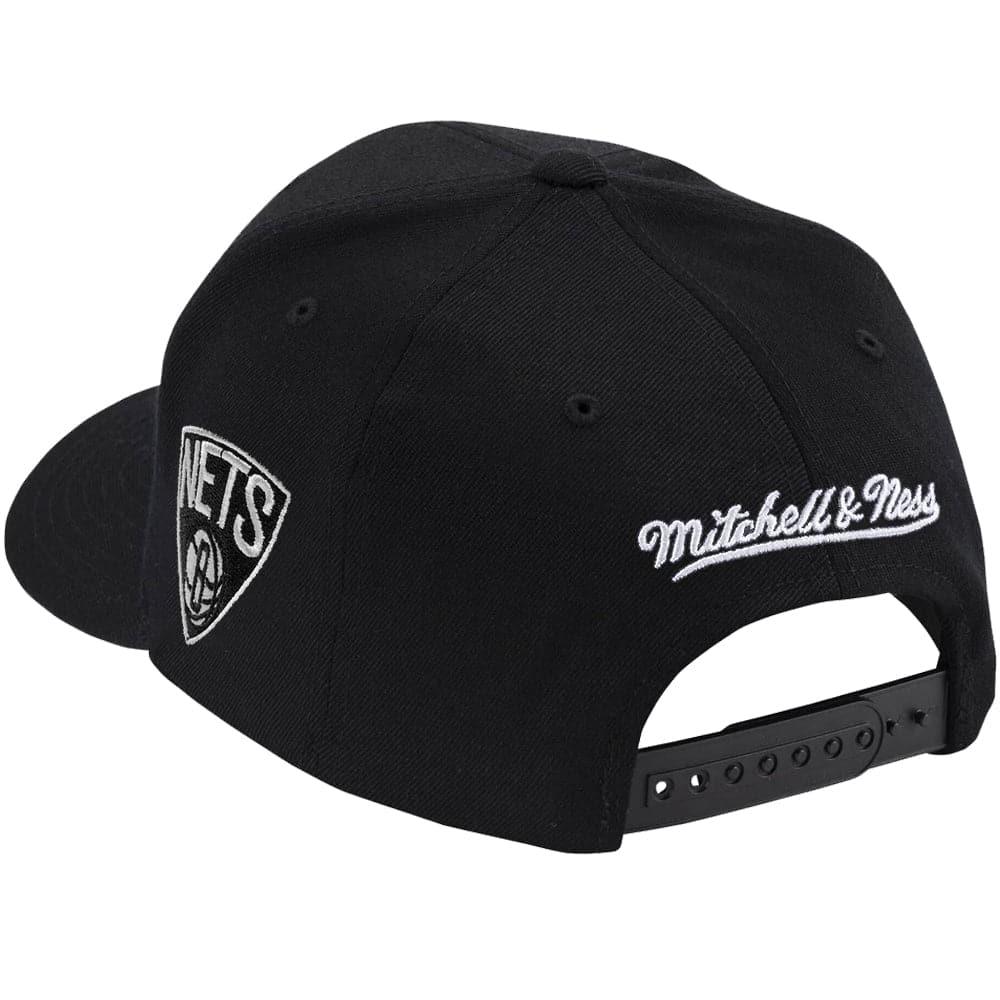 Mitchell And Ness Caps Brooklyn Nets Mitchell & Ness NBA Iconic Classic Red Curve Snapback Hat - Black