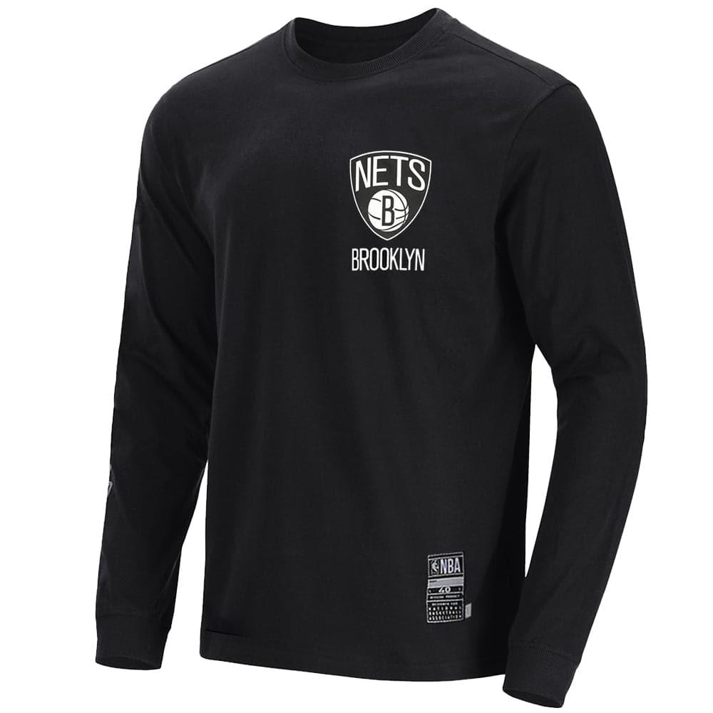 NBA Essentials T-Shirts Brooklyn Nets NBA Essentials Team Flip Long Sleeve T-Shirt - Black