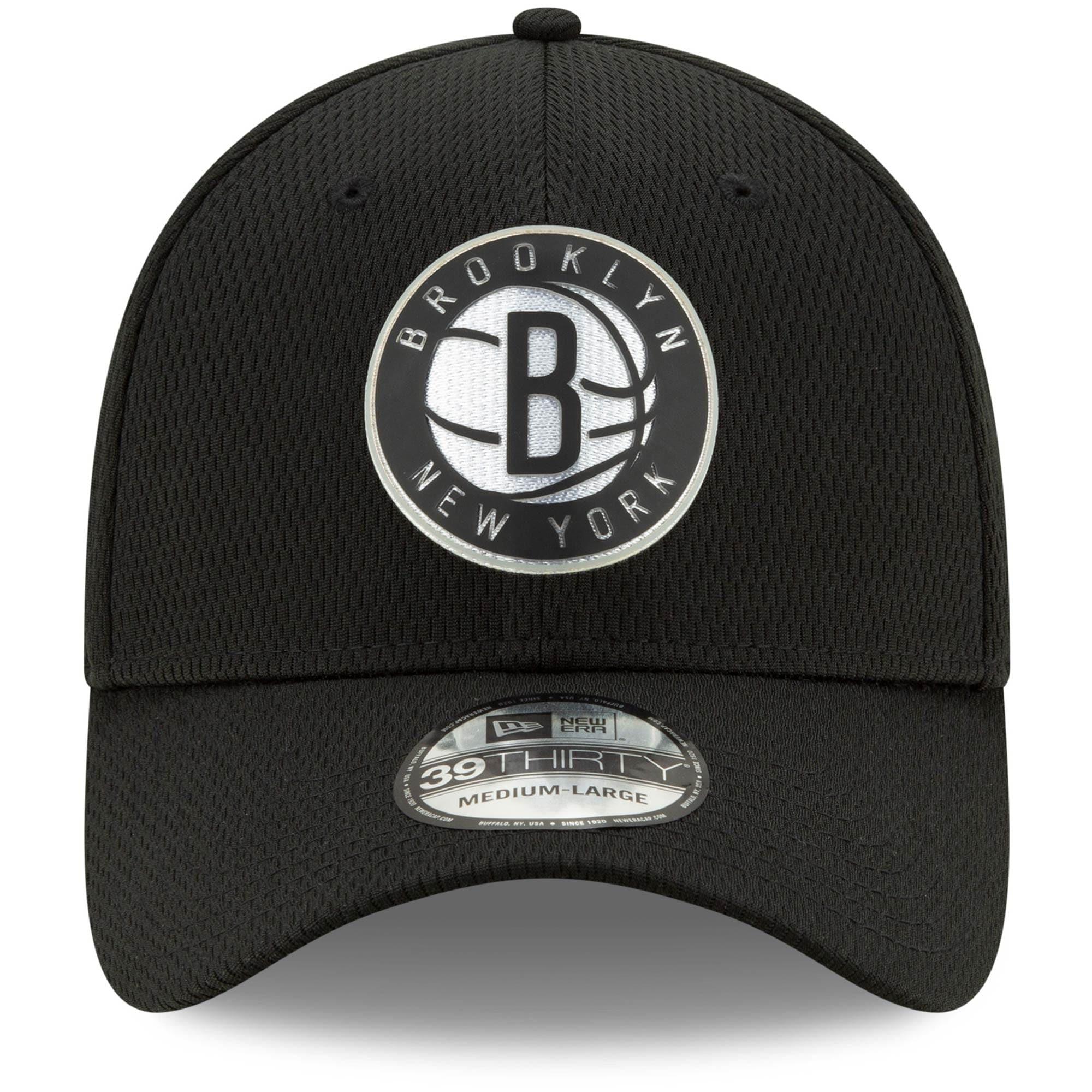 New Era Caps Brooklyn Nets New Era NBA 2020 Back Half 39THIRTY Flex Fit Curve Hat - Black