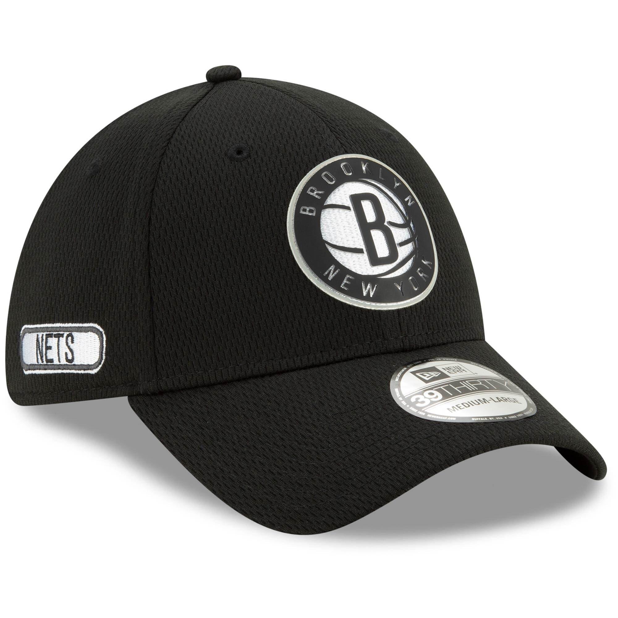 New Era Caps Brooklyn Nets New Era NBA 2020 Back Half 39THIRTY Flex Fit Curve Hat - Black