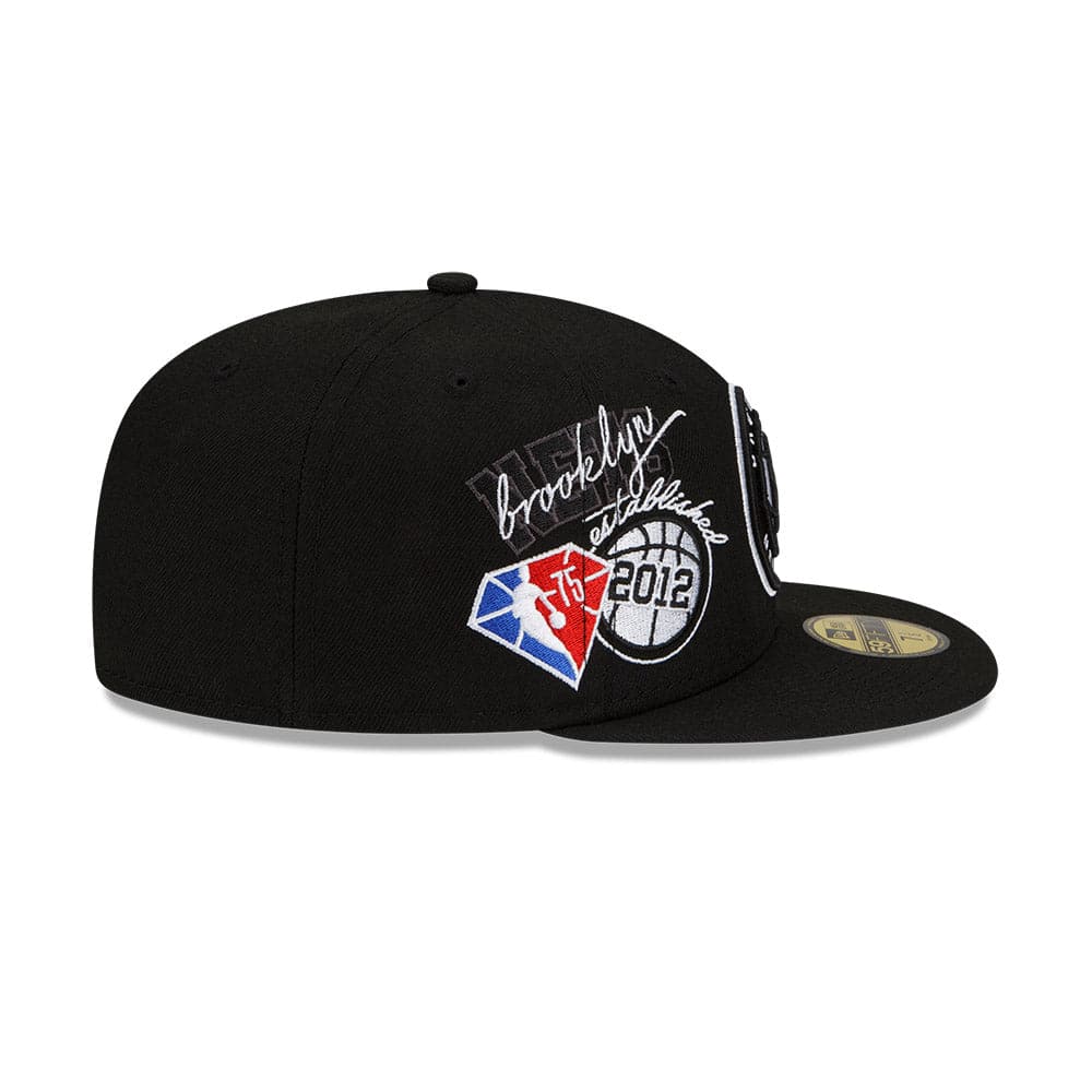 New Era Caps Brooklyn Nets New Era NBA 21-22 Back Half 59FIFTY Fitted Hat - Black