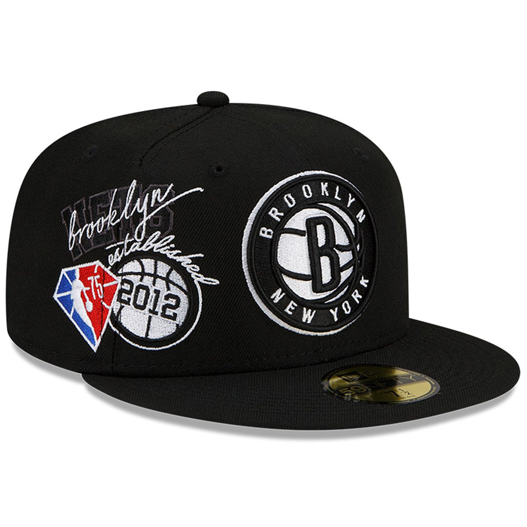 New Era Caps Brooklyn Nets New Era NBA 21-22 Back Half 59FIFTY Fitted Hat - Black