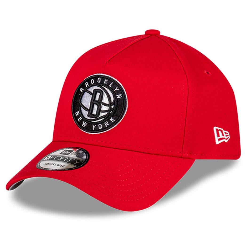 New Era Caps Brooklyn Nets New Era NBA Monochrome 9FORTY A-Frame Curve Snapback Hat - Red