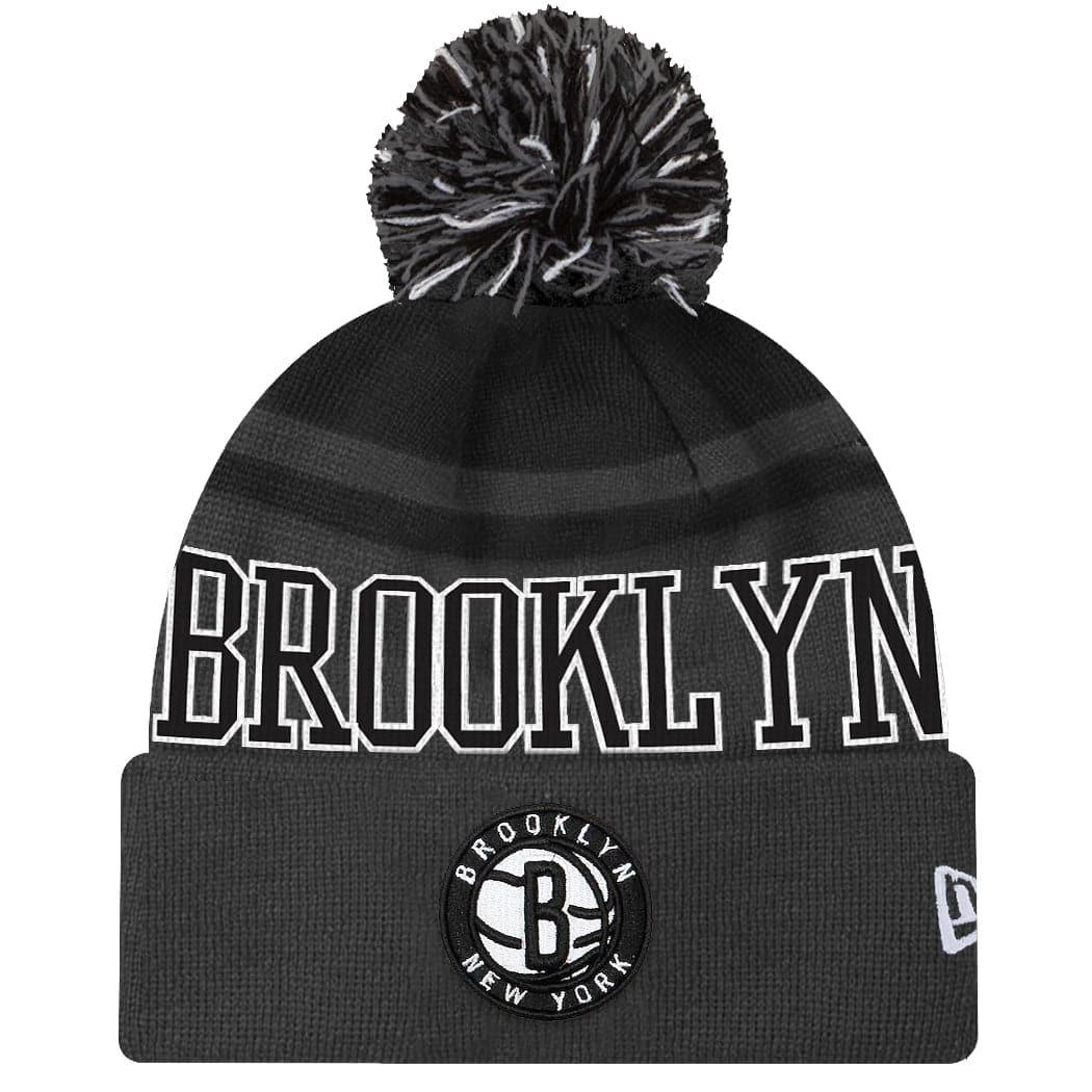 New Era Beanies Brooklyn Nets New Era NBA Team Court Knit Pom Beanie - Dark Grey