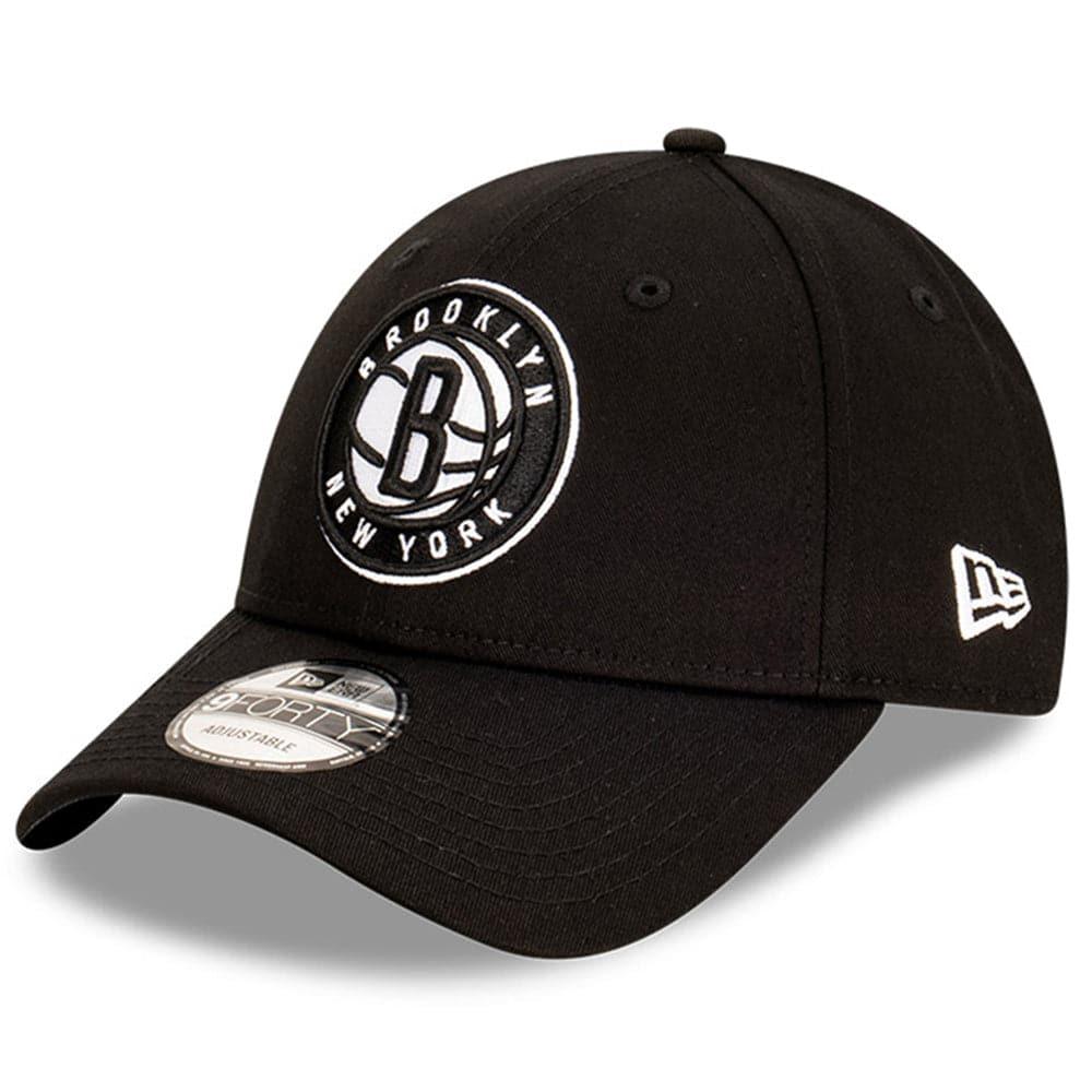 New Era Caps Brooklyn Nets New Era NBA Team Stripes 9FORTY Cloth Strap Curve Hat - Black