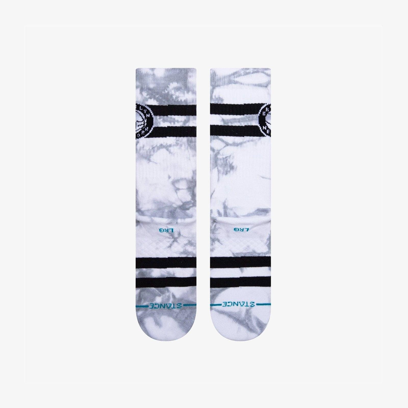 Stance Socks Large (9-12 US) Brooklyn Nets Stance NBA Team Dyed Crew Socks - White