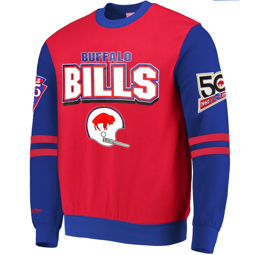 Mitchell And Ness Jumpers Buffalo Bills Mitchell & Ness NFL All Over 2.0 Crew Jumper - Red
