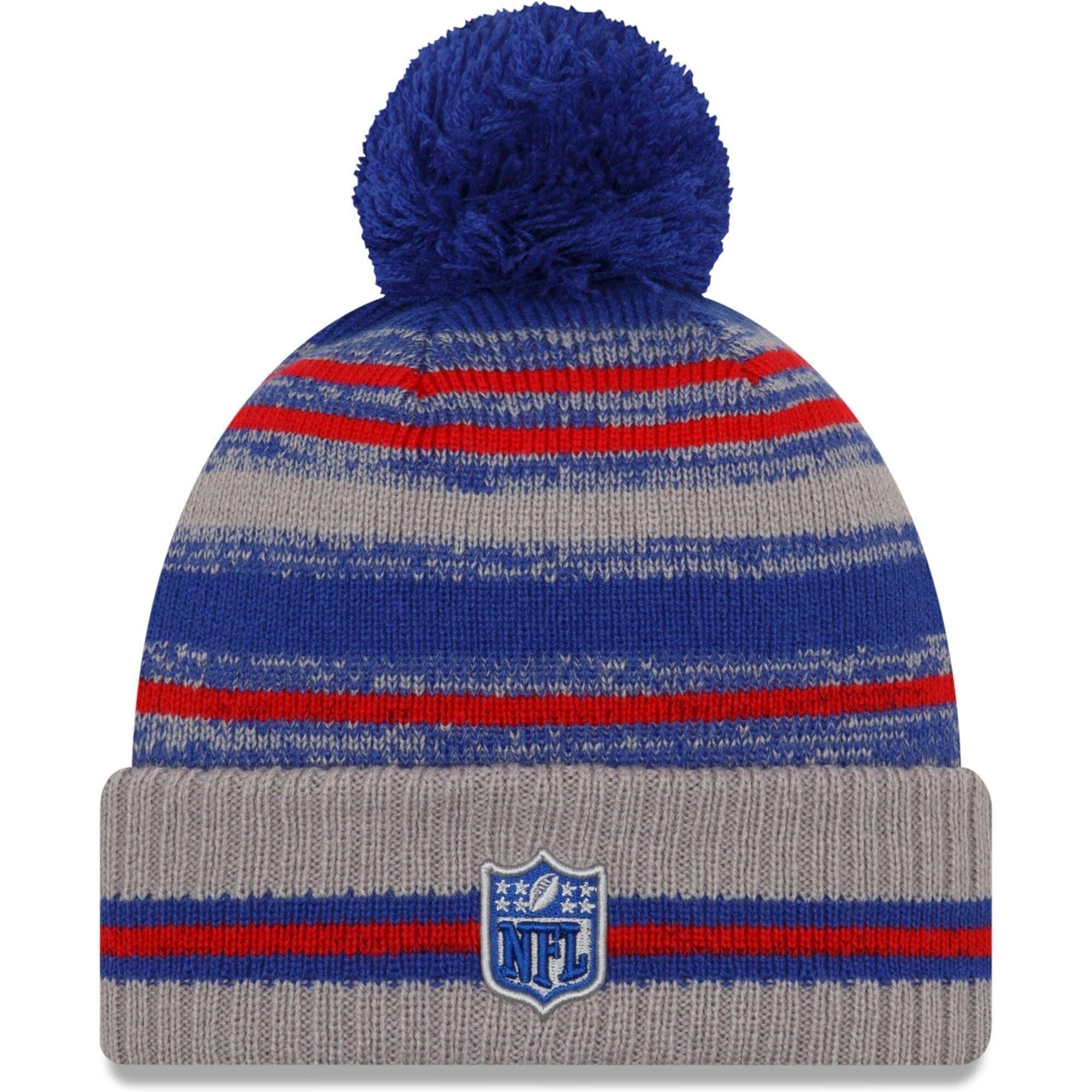 New Era Beanies Buffalo Bills New Era NFL 2021 Sideline Team Pom Knit Beanie - Grey