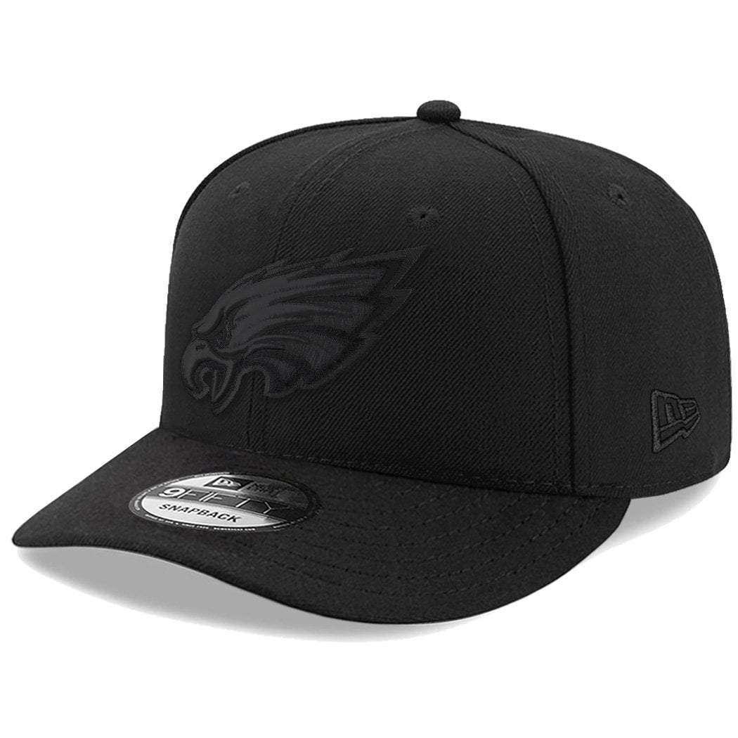 Philadelphia Eagles New Era NFL Black On Black Pre-Curved 9FIFTY Snapback Hat