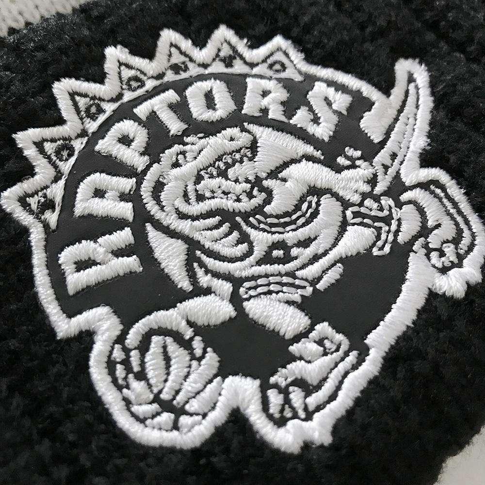 Toronto Raptors Mitchell & Ness NBA Black & White HWC High 5 Knit Beanie