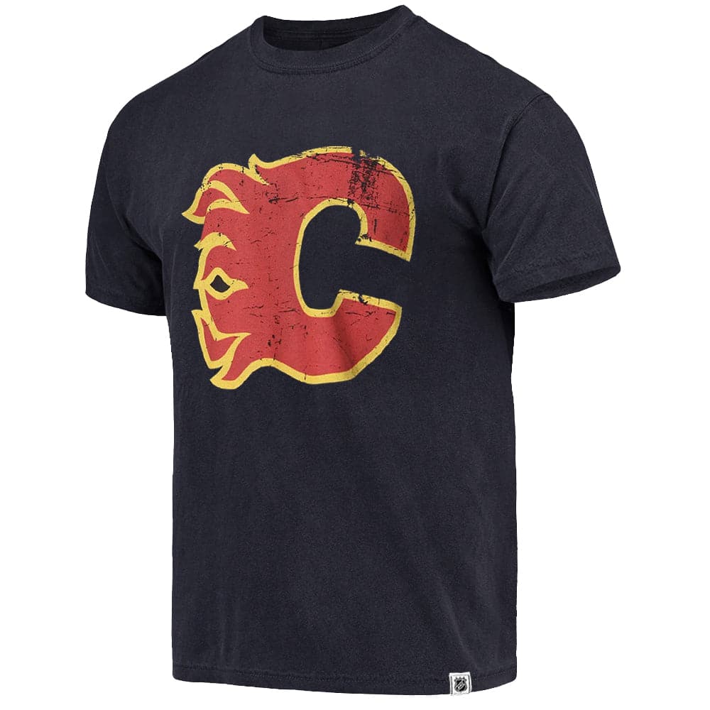 NHL Branded T-Shirts Calgary Flames NHL Distressed Logo Vintage T-Shirt - Black