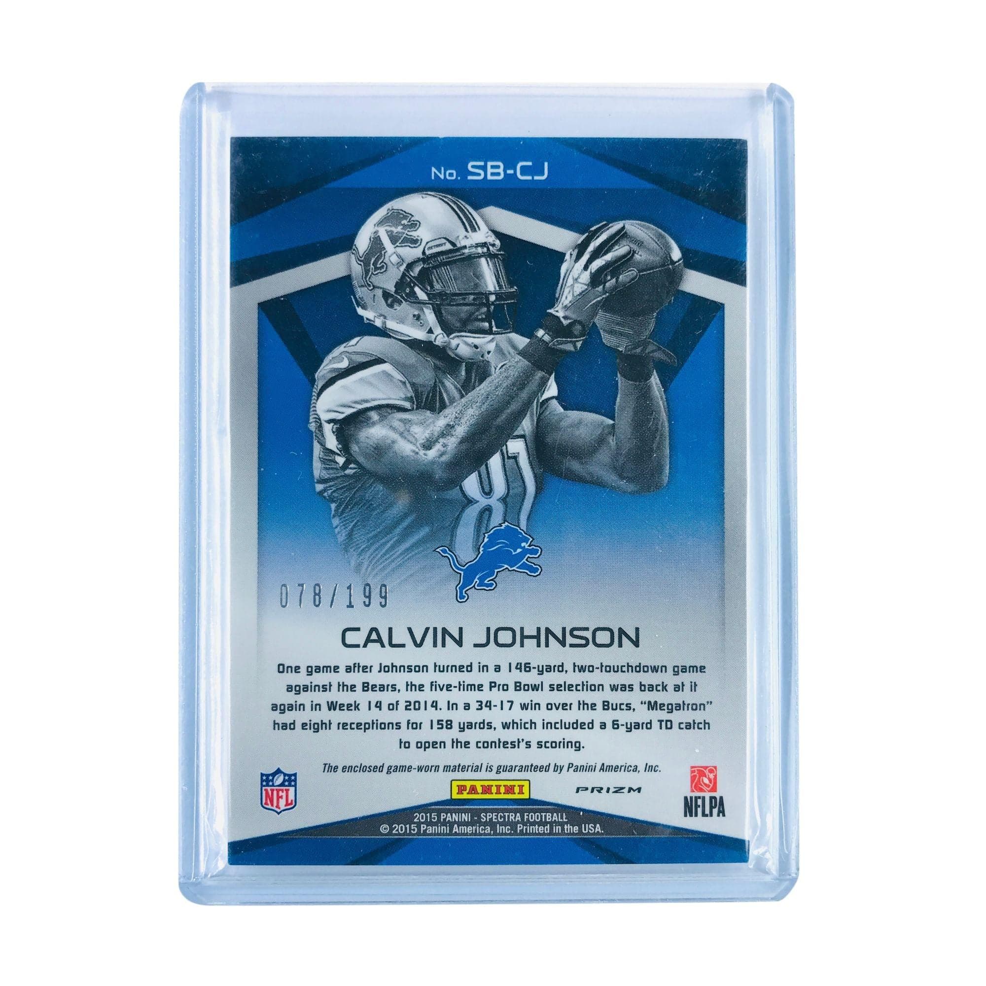 Panini Cards Calvin Johnson Detroit Lions 2015 Panini Spectra NFL Sunday Best Patch /199 Card