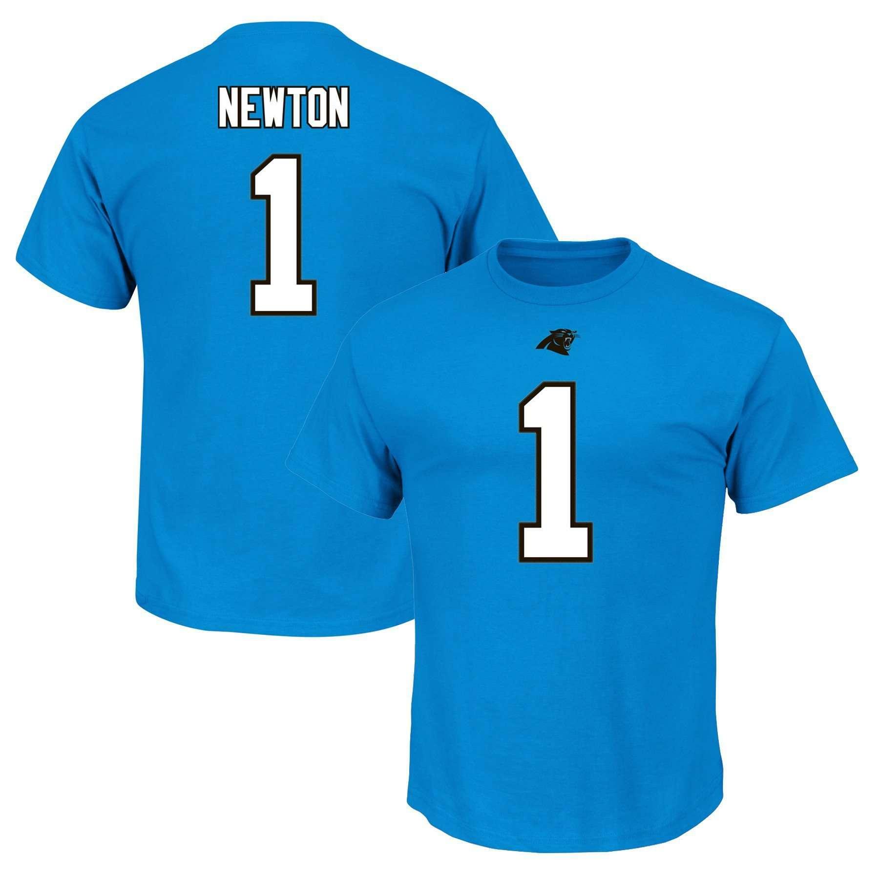 Majestic Athletic T-Shirts Cam Newton Carolina Panthers Majestic NFL Eligible Receiver T-Shirt - Blue