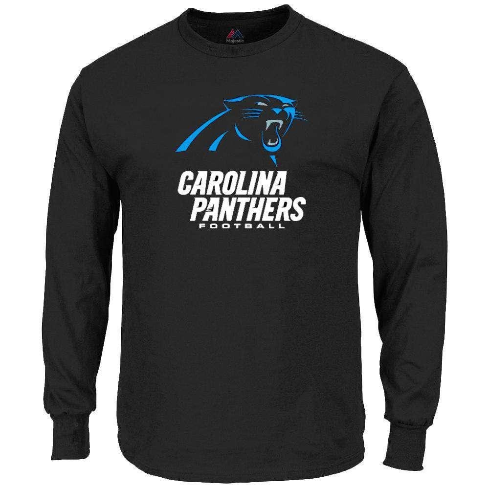Majestic Athletic T-Shirts Carolina Panthers Majestic NFL Critical Victory Long Sleeve T-Shirt - Black