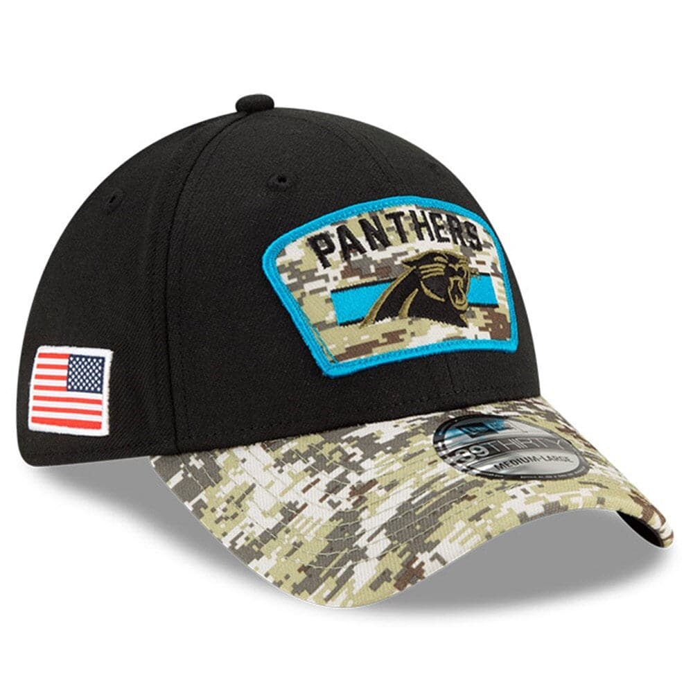 New Era Caps Carolina Panthers New Era NFL 2021 Salute To Service 39THIRTY Flex Fit Hat - Black