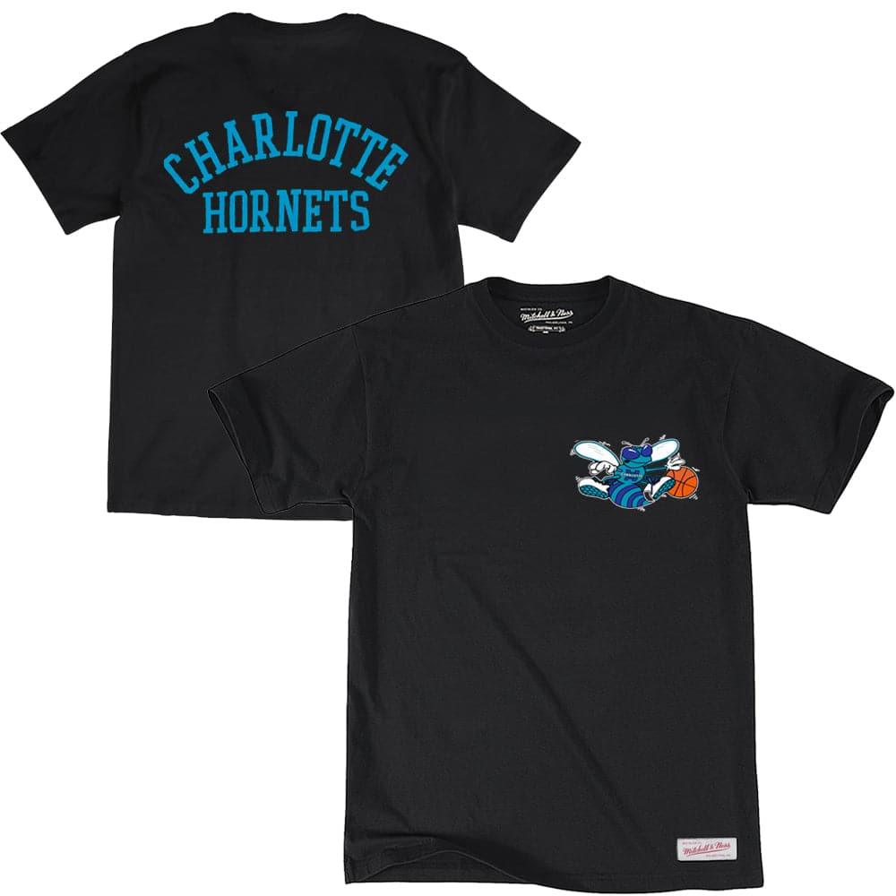 Mitchell And Ness T-Shirts Charlotte Hornets Mitchell & Ness NBA Arch Wordmark T-Shirt - Black