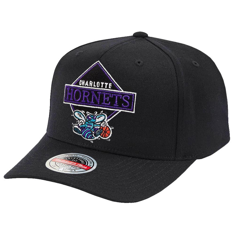 Mitchell And Ness Caps Charlotte Hornets Mitchell & Ness NBA Diamond One Curve Snapback Hat - Black