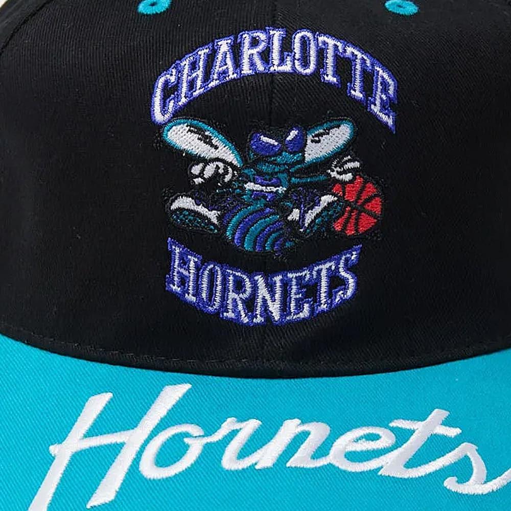 Mitchell And Ness Caps Charlotte Hornets Mitchell & Ness NBA Double Up Deadstock Snapback Hat - Black