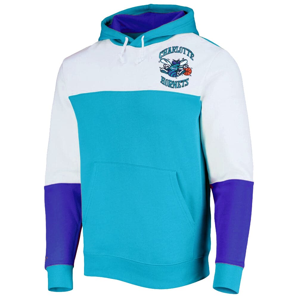 Mitchell And Ness Jumpers Charlotte Hornets Mitchell & Ness NBA Fusion Fleece 2.0 Hoodie Jumper - Teal