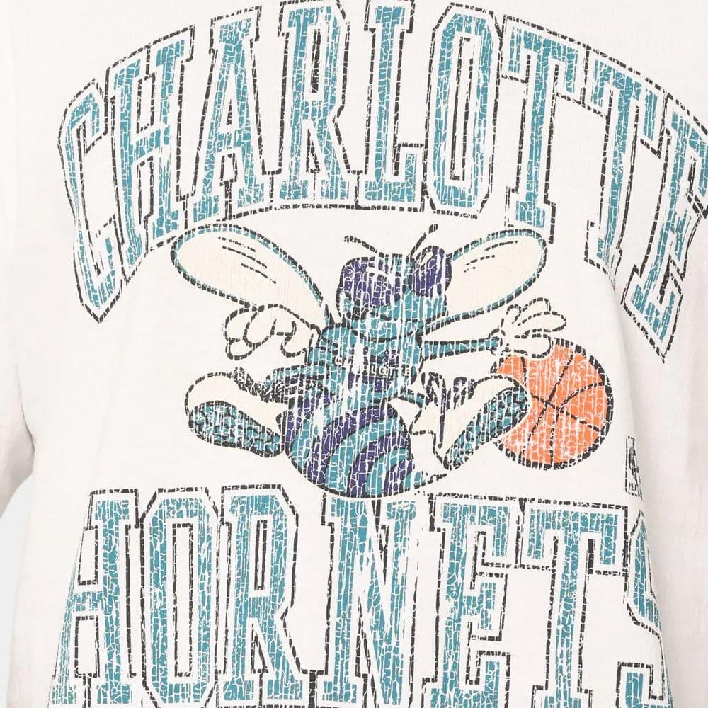 Mitchell And Ness T-Shirts Charlotte Hornets Mitchell & Ness NBA HWC Ivy Arch Vintage T-Shirt - Vintage White