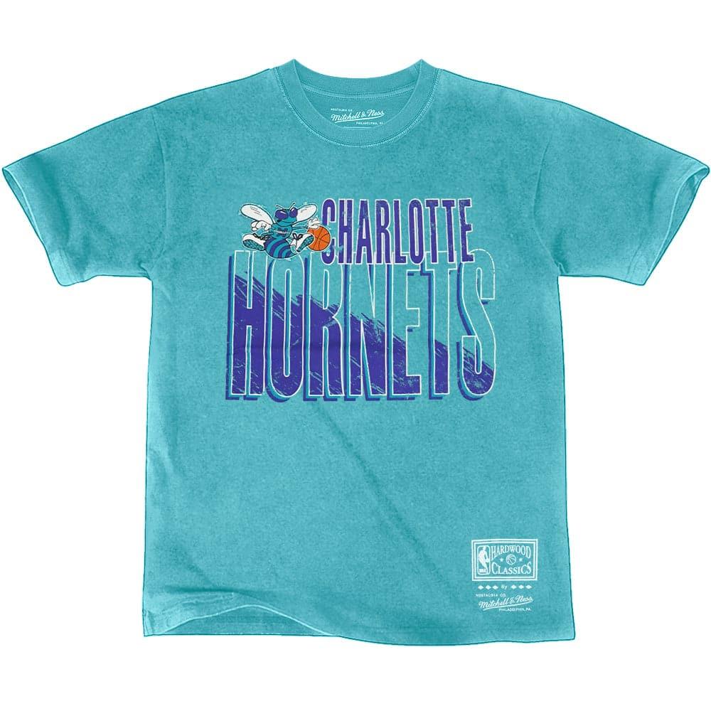 Mitchell And Ness T-Shirts Charlotte Hornets Mitchell & Ness NBA HWC Scribble Vintage T-Shirt - Faded Aqua