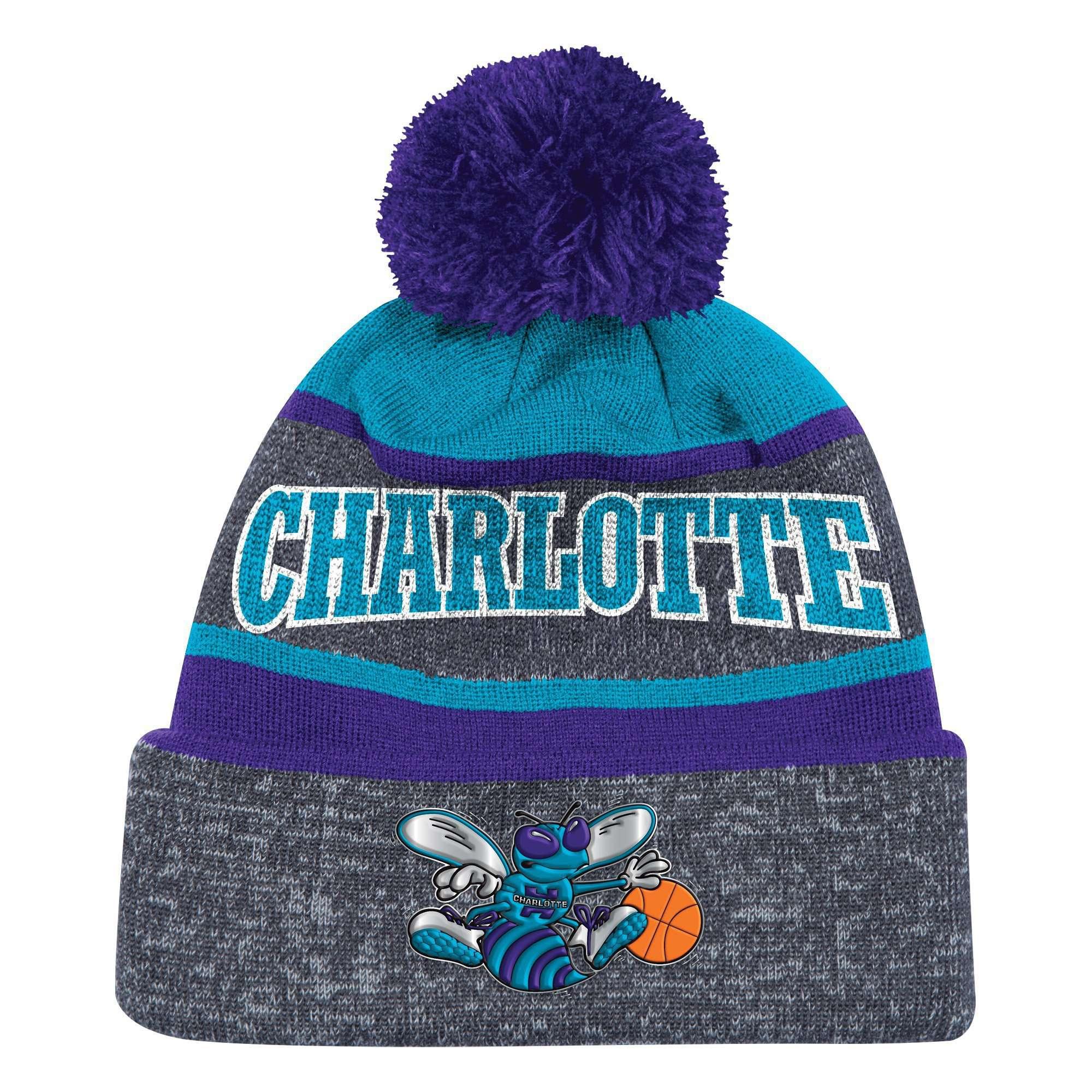 Mitchell And Ness Beanies Charlotte Hornets Mitchell & Ness NBA HWC TPU Stripe Knit Beanie