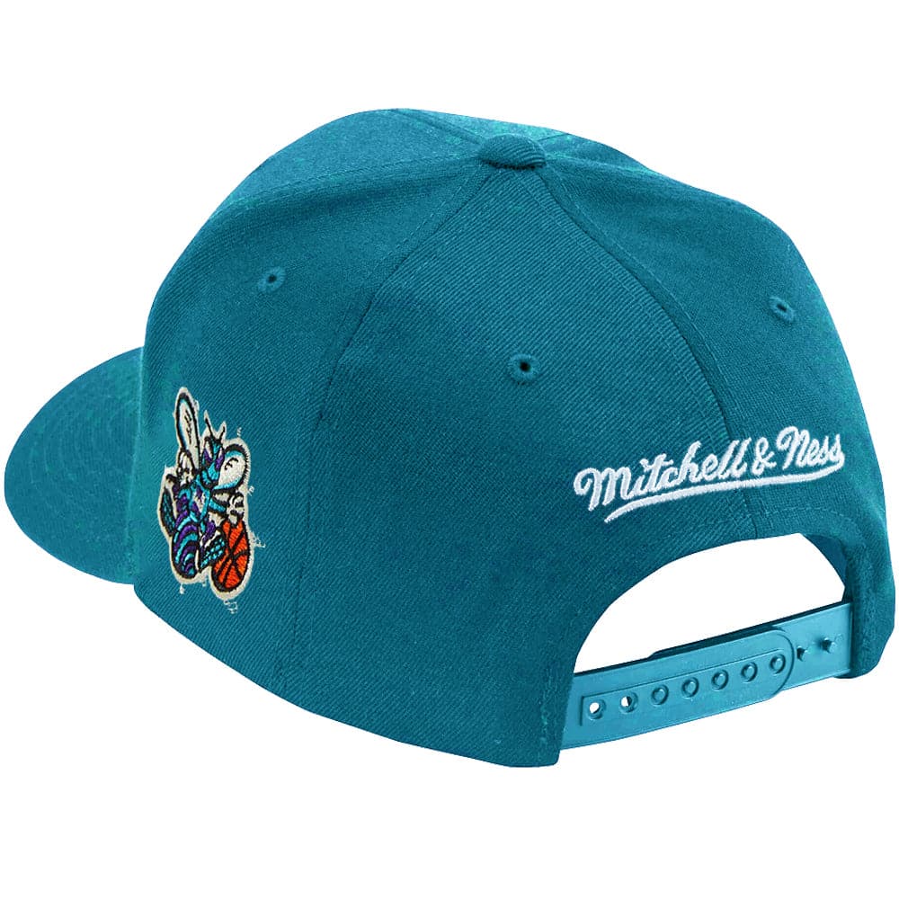 Mitchell And Ness Caps Charlotte Hornets Mitchell & Ness NBA Iconic Classic Red Curve Snapback Hat - Teal
