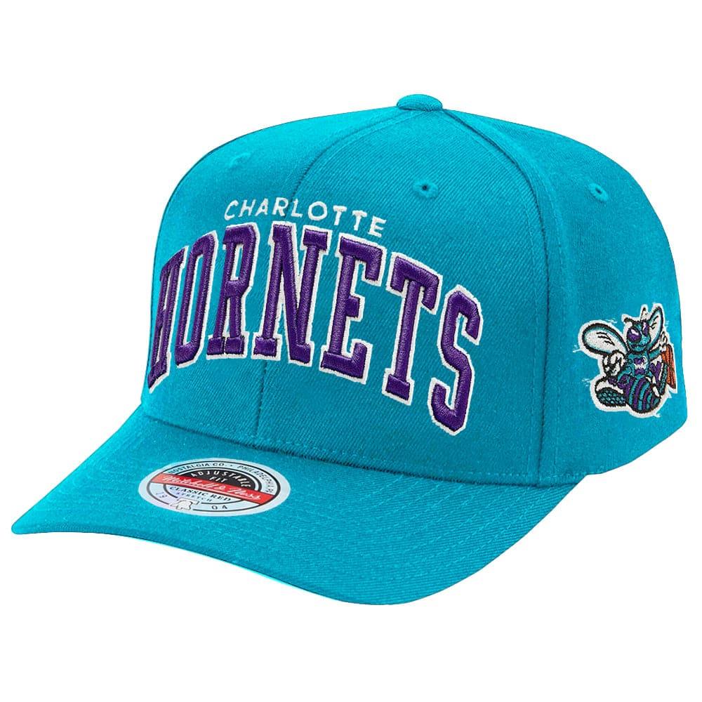 Mitchell And Ness Caps Charlotte Hornets Mitchell & Ness NBA Iconic Classic Red Curve Snapback Hat - Teal