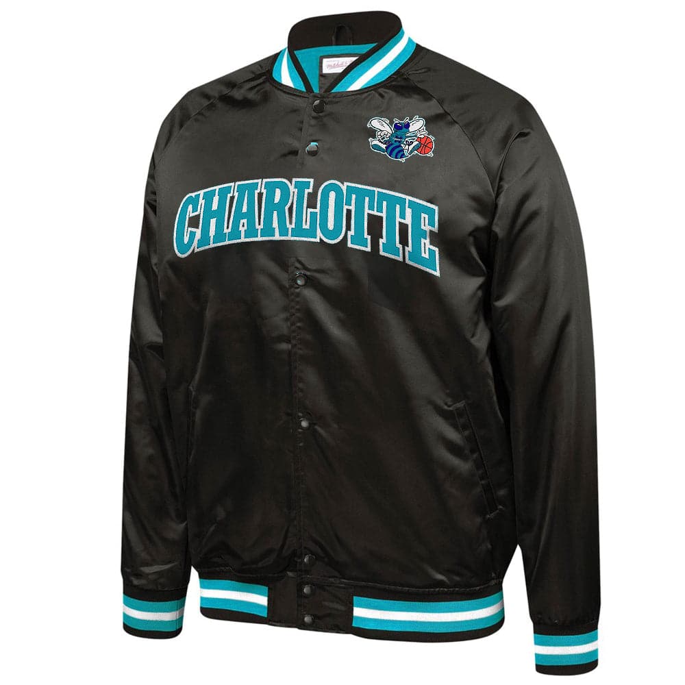 Mitchell And Ness Jackets Charlotte Hornets Mitchell & Ness NBA Lightweight HWC Satin Jacket - Black