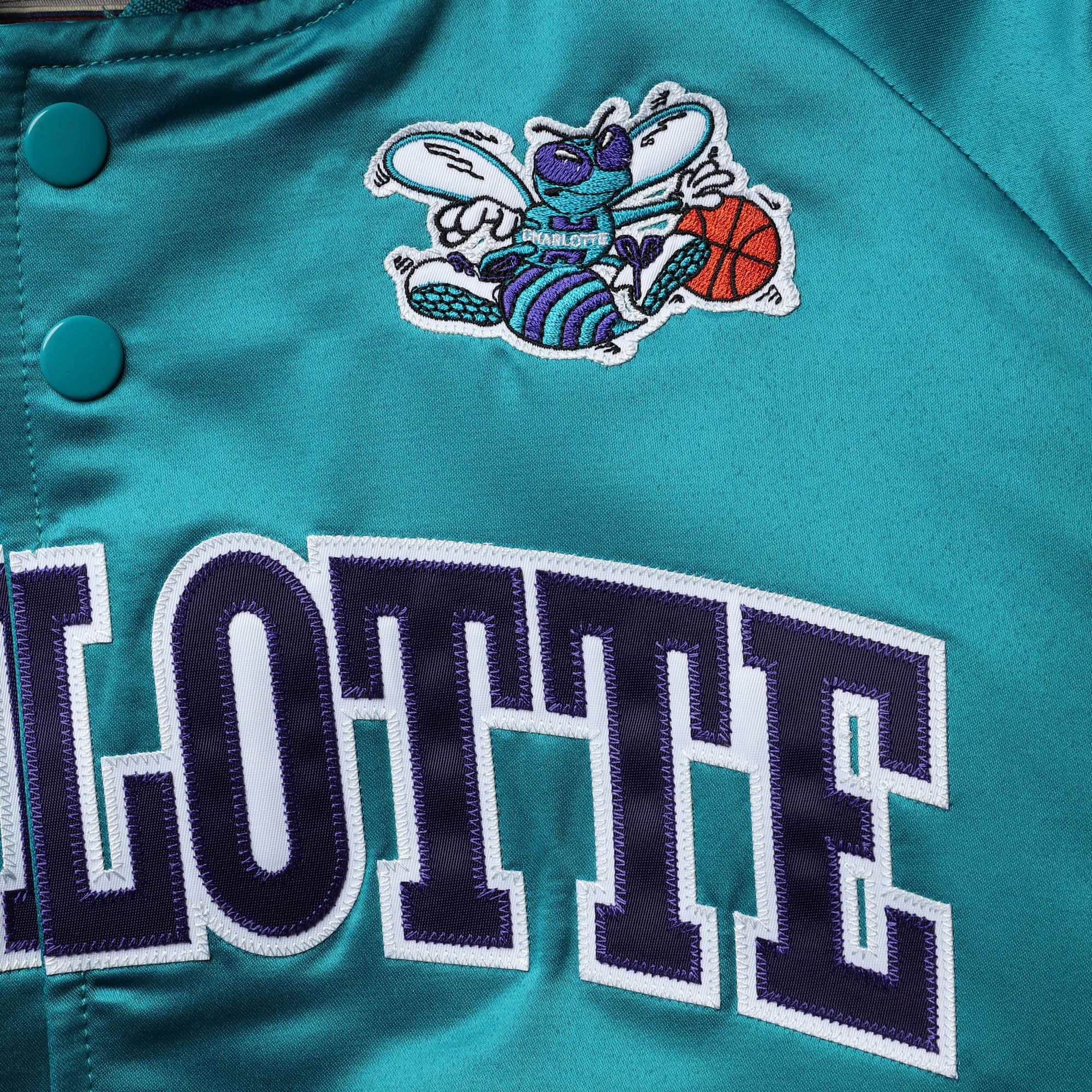 Mitchell And Ness Jackets Charlotte Hornets Mitchell & Ness NBA Lightweight HWC Satin Jacket - Teal