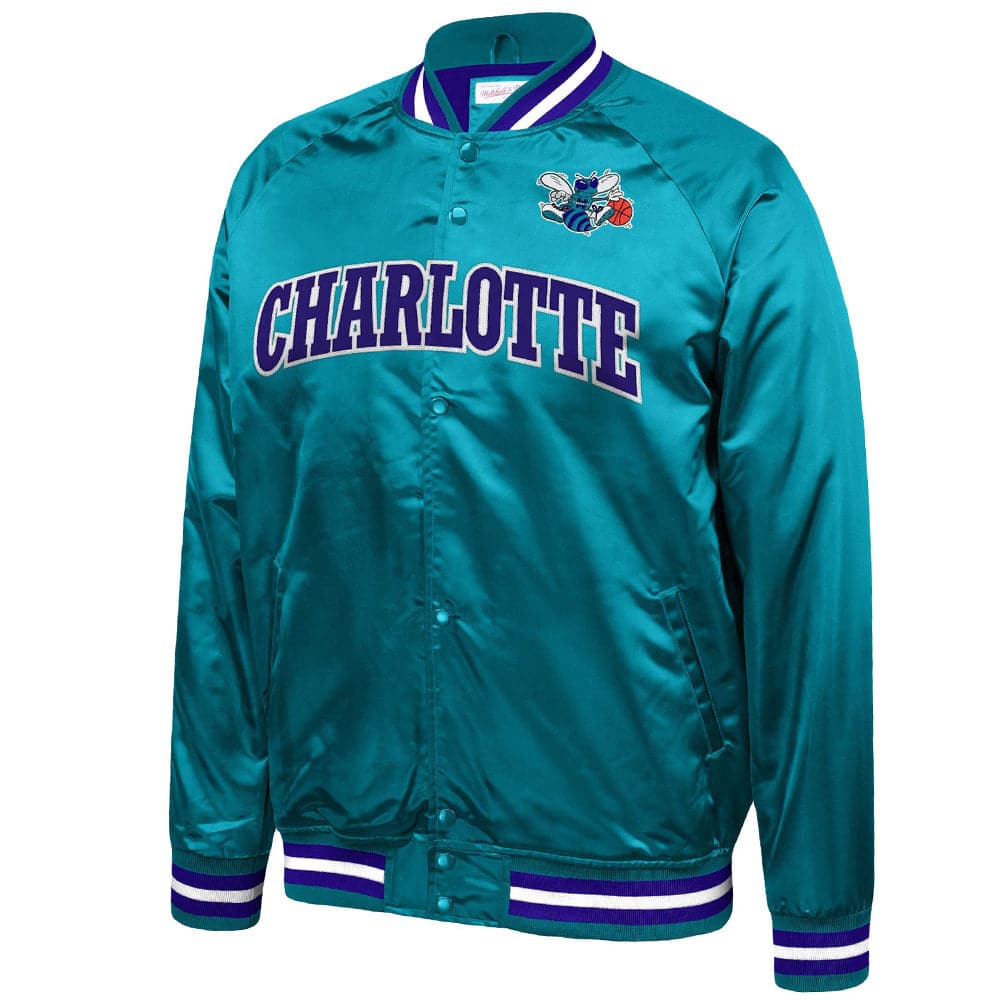 Mitchell And Ness Jackets Charlotte Hornets Mitchell & Ness NBA Lightweight HWC Satin Jacket - Teal