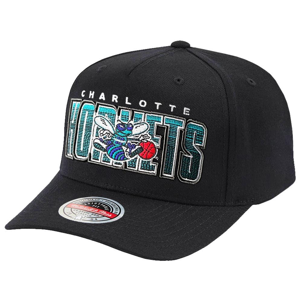 Mitchell And Ness Caps Charlotte Hornets Mitchell & Ness NBA Linear Classic Red Snapback Hat - Black