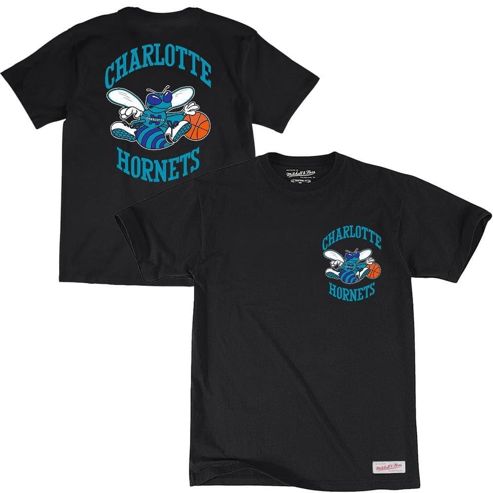 Mitchell And Ness T-Shirts Charlotte Hornets Mitchell & Ness NBA Retro Repeat T-Shirt - Black