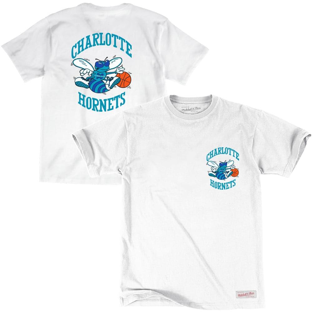 Mitchell And Ness T-Shirts Charlotte Hornets Mitchell & Ness NBA Retro Repeat T-Shirt - White