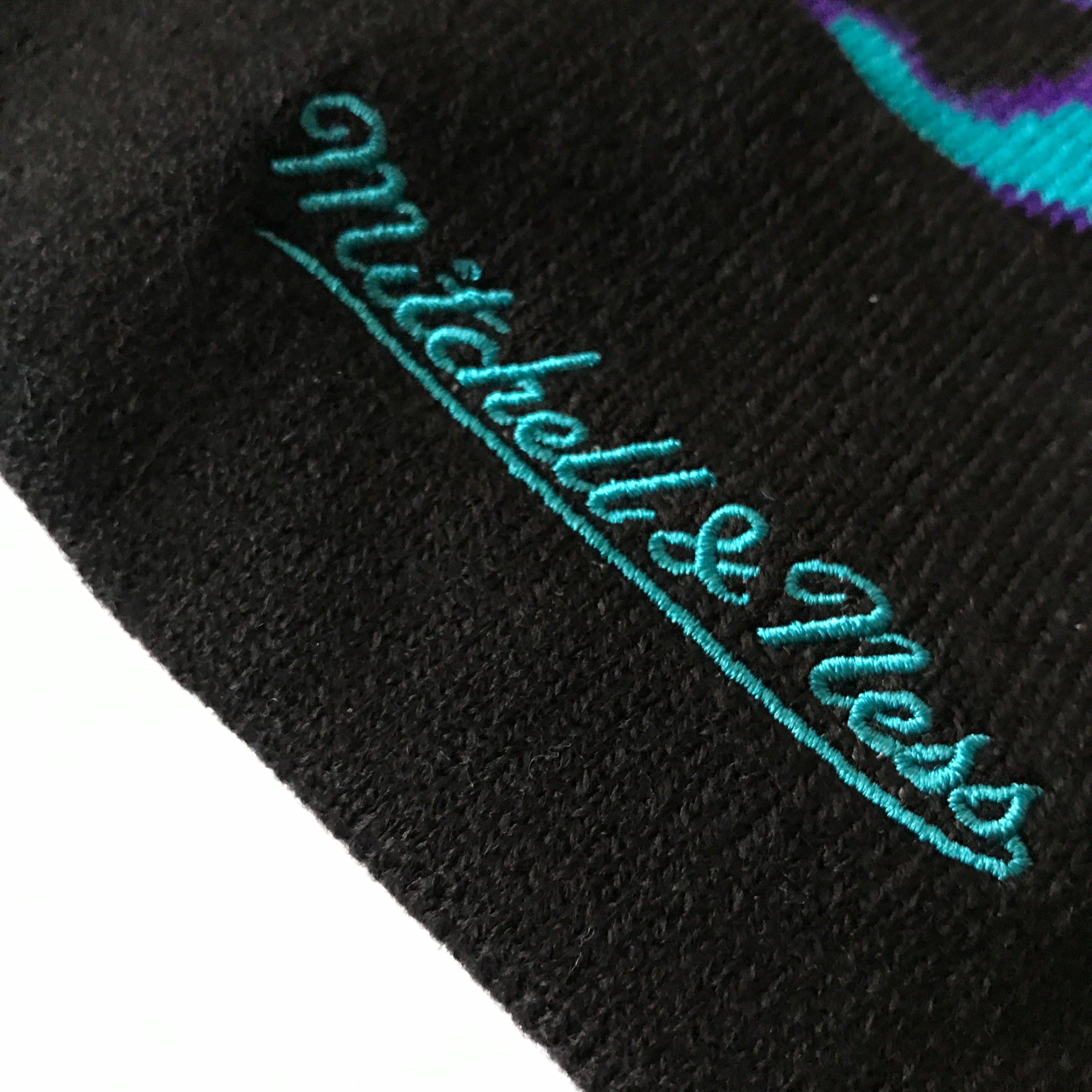 Mitchell And Ness Beanies Charlotte Hornets Mitchell & Ness NBA Script Burst Pom Knit Beanie - Black