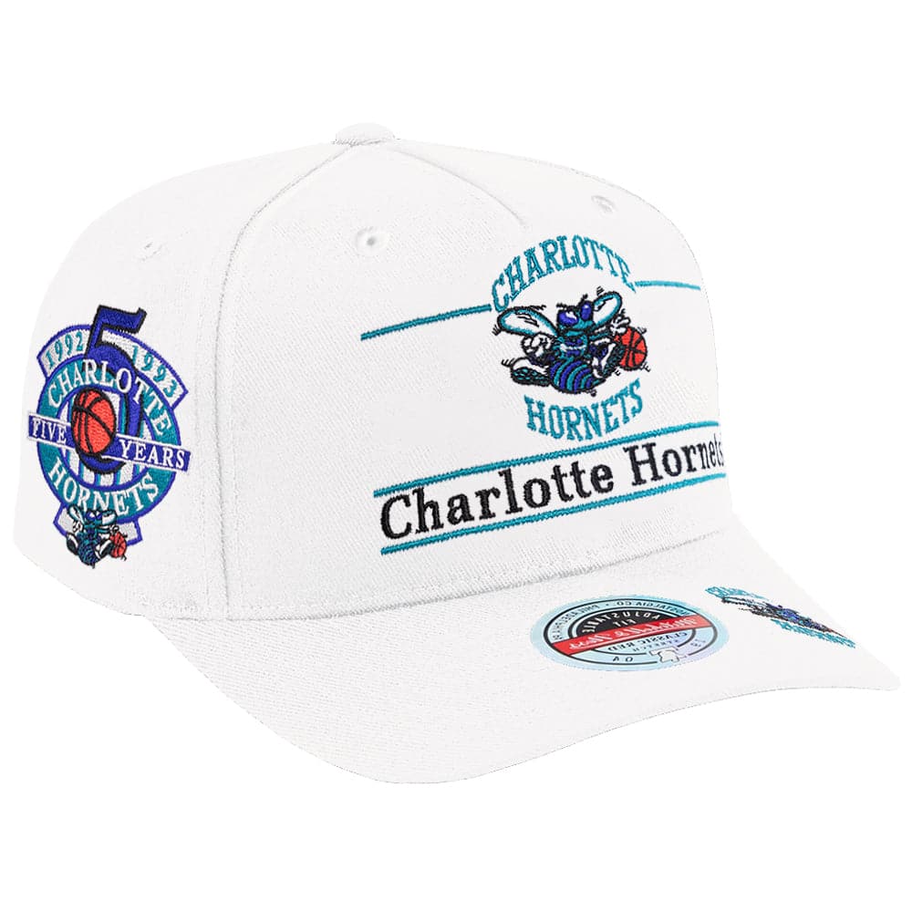 Mitchell And Ness Caps Charlotte Hornets Mitchell & Ness NBA Show Up Classic Red Snapback Hat - Off White