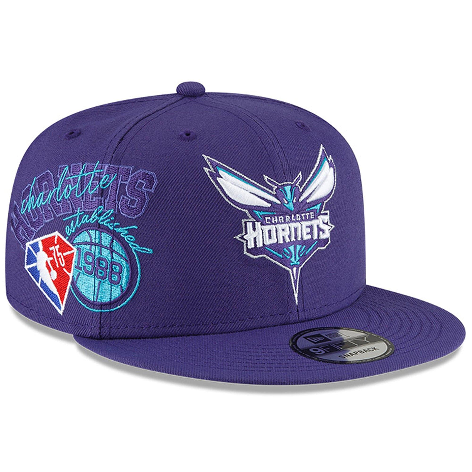 New Era Caps Charlotte Hornets New Era NBA 21-22 Back Half 9FIFTY Snapback Hat - Purple