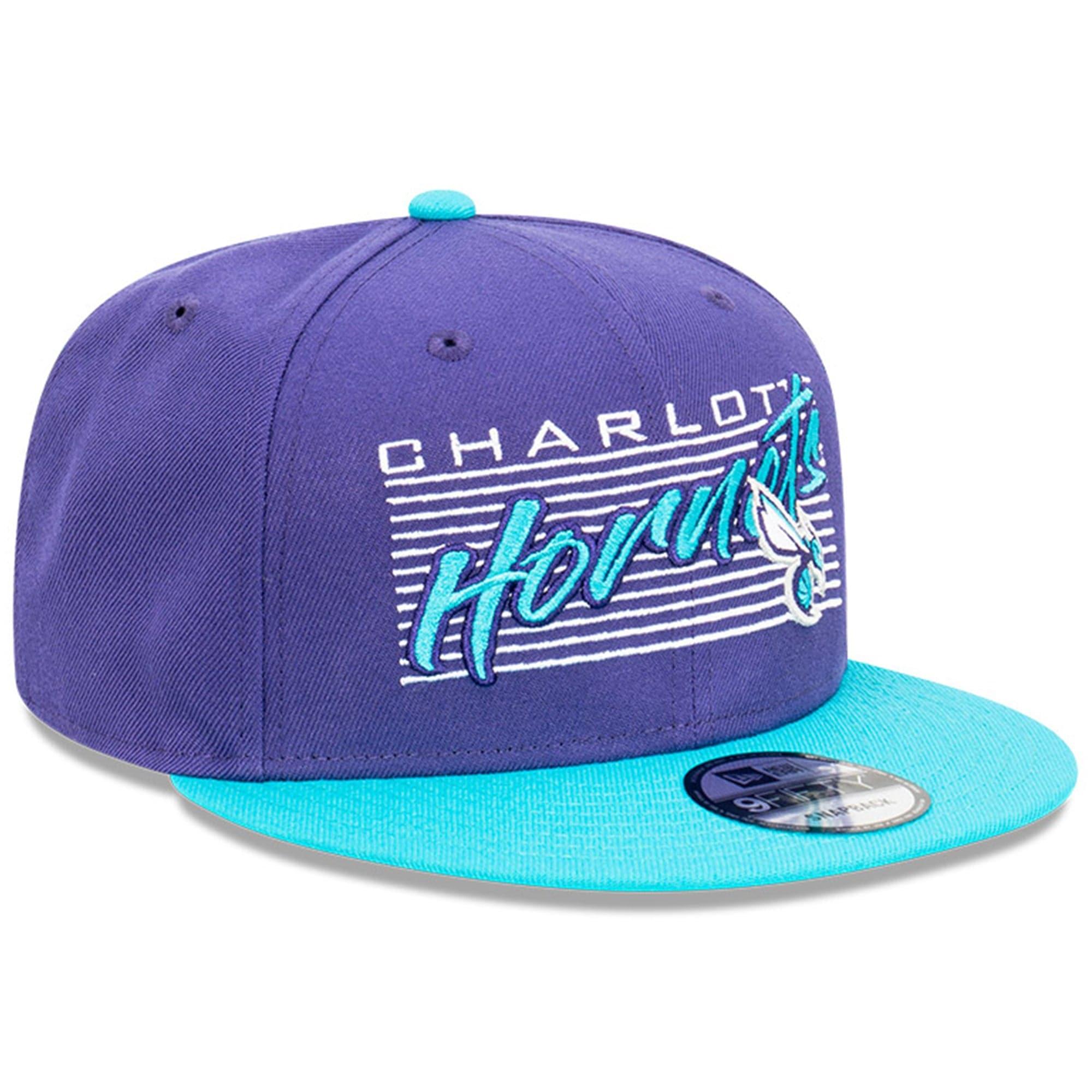 New Era Caps Charlotte Hornets New Era NBA Retro Script 9FIFTY Snapback Hat - Purple