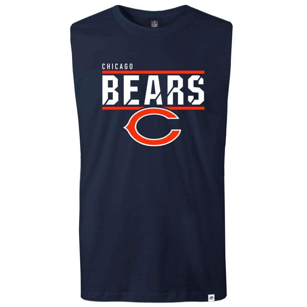 Majestic Athletic T-Shirts Chicago Bears Majestic NFL Team Flex Sleeveless Muscle T-Shirt - Navy