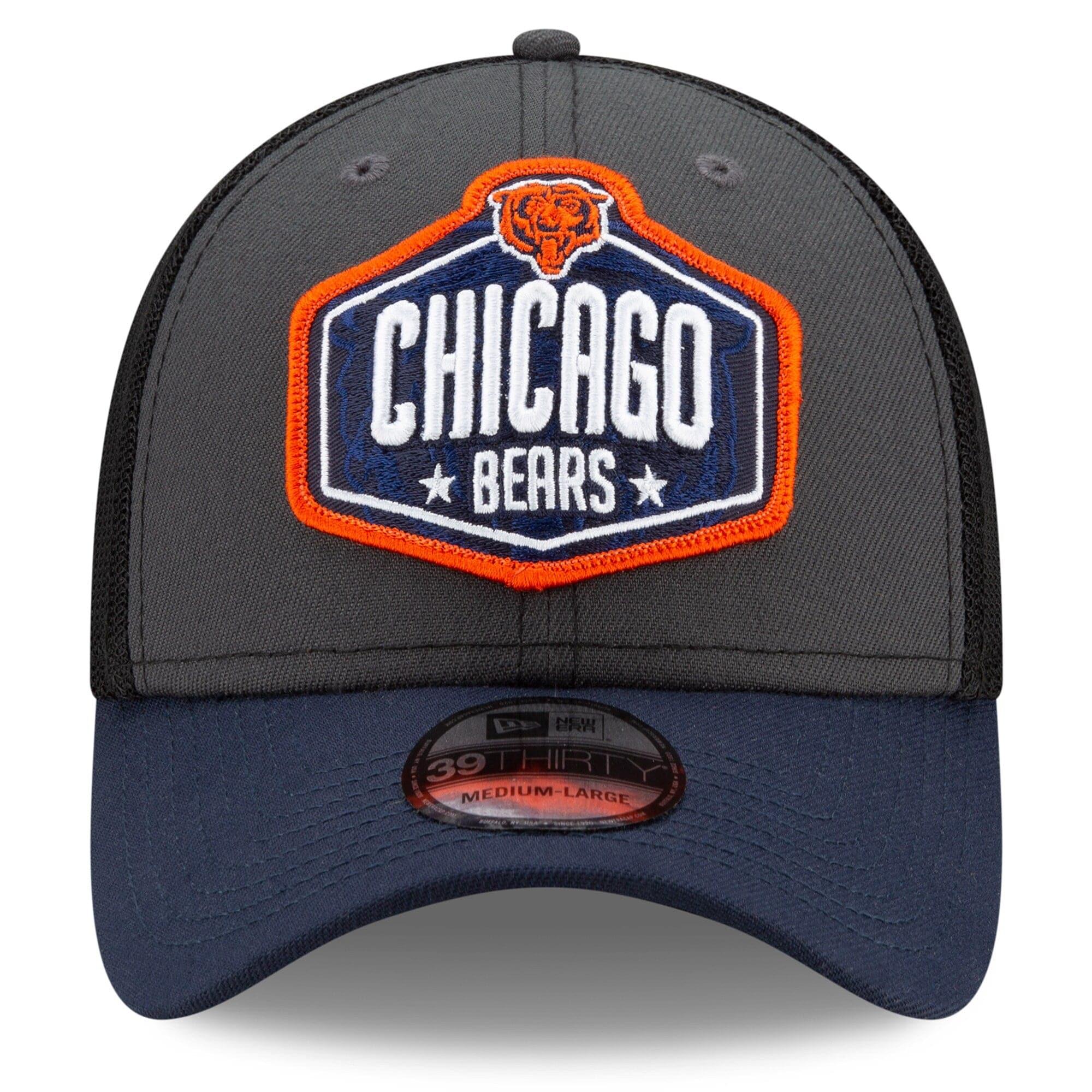 New Era Caps Chicago Bears New Era 2021 NFL Draft 39THIRTY Flex Fit Curve Hat - Graphite