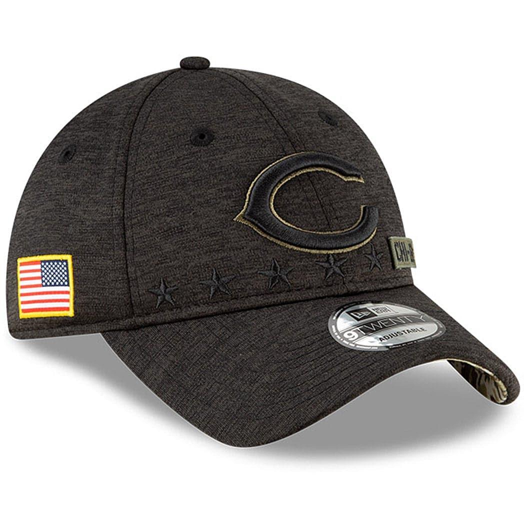 New Era Caps Chicago Bears New Era NFL 2020 Salute To Service 9TWENTY Curve Hat - Black